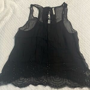 Willow and Clay Black Sheer Beaded top. NWOT.